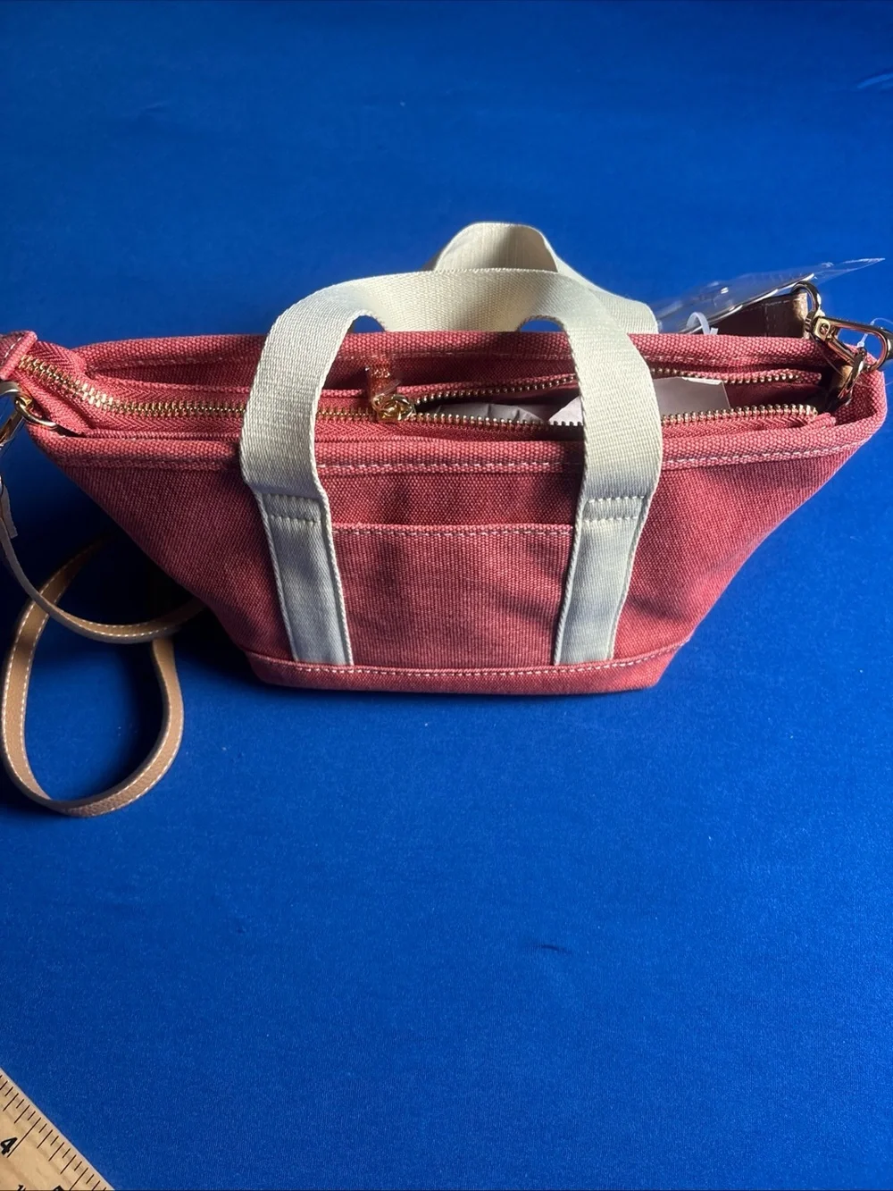 Nanette Lepore Rosina Satchel-Nantucket Red-Soft Beige Purse Cross Body New